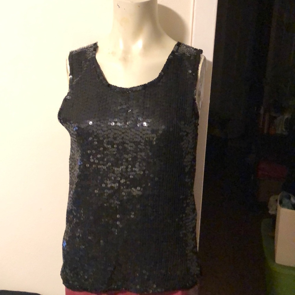 SWEE LO Silk Sequins Top no sleeves SP